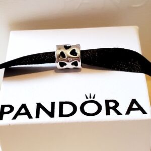 Pandora Silver Tunnel Of Love With 3 Cubic Zirconia Charm.